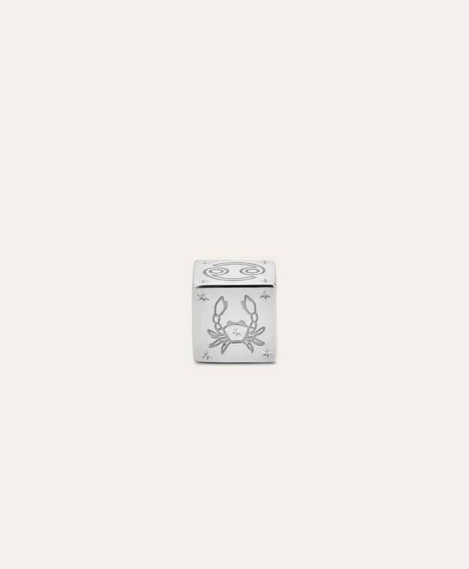 Zodiac Cancer Block Big Bead in Sterling Silver